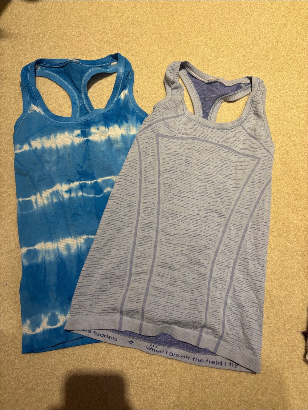 Ivivva Blue Tie-Dye & Light Heather Blue Racerback Tank Tops - Women